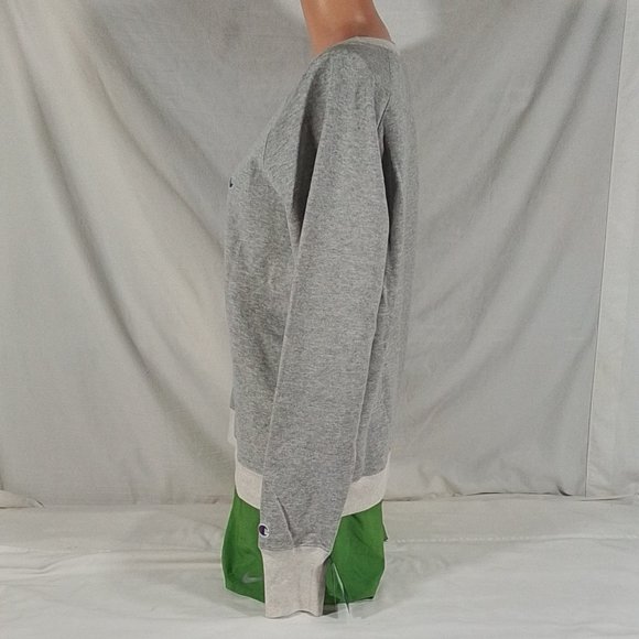 Women's Champion Powerblend Fleece Graphic Boyfriend Crew Oxford Grey- Sz:L- NWT - Picture 4 of 4